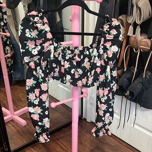 Floral Puff Sleeve Crop Top